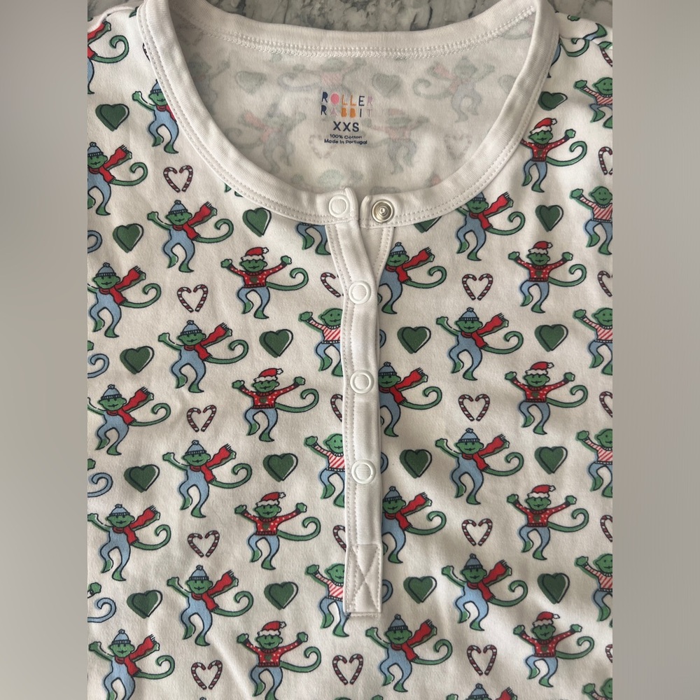 Roberta Roller Rabbit Monkey Christmas Pajama Set XXS